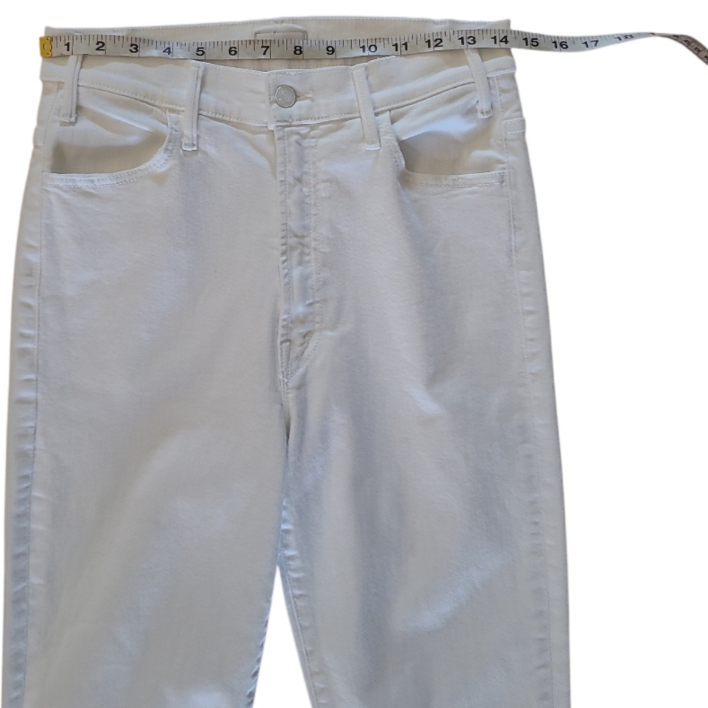 MOTHER The Hustler Ankle Fray Hem Jeans White Straight Flare - Picture 13 of 15